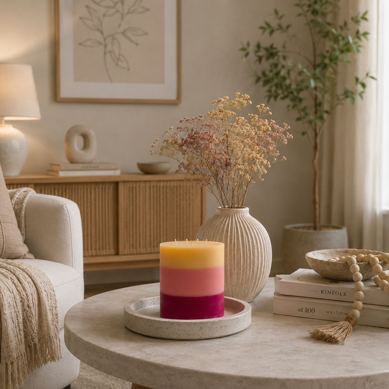 Scented paraffin pillar candle