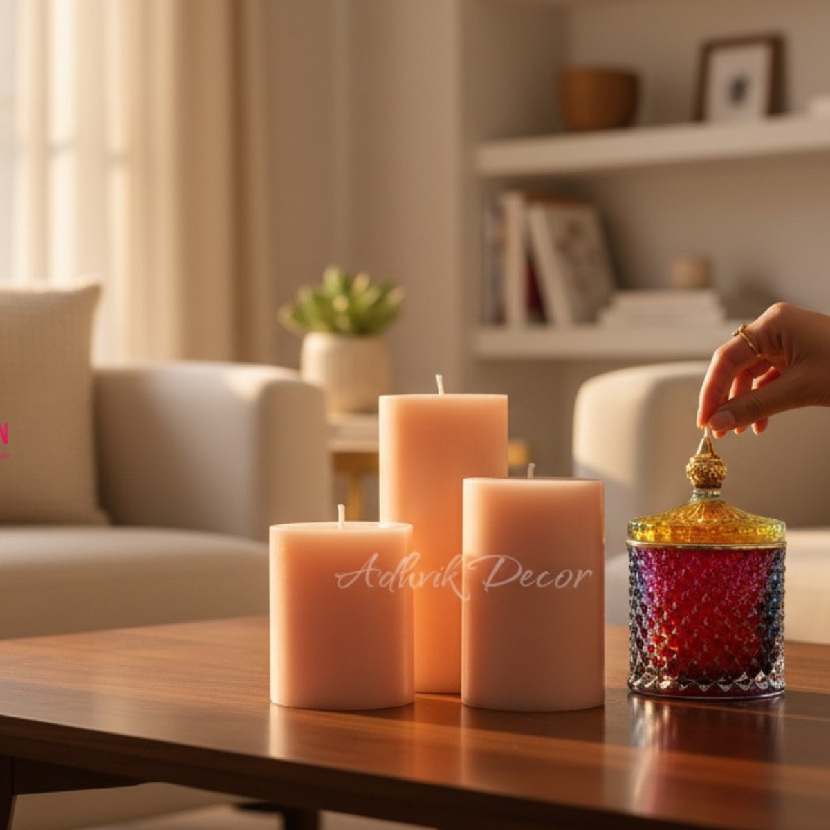 Decorative pillar candle design
